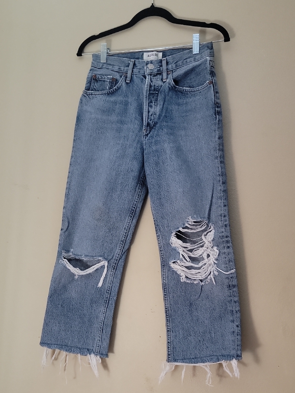 Agolde Light Blue High-Rise Button-Fly Jeans